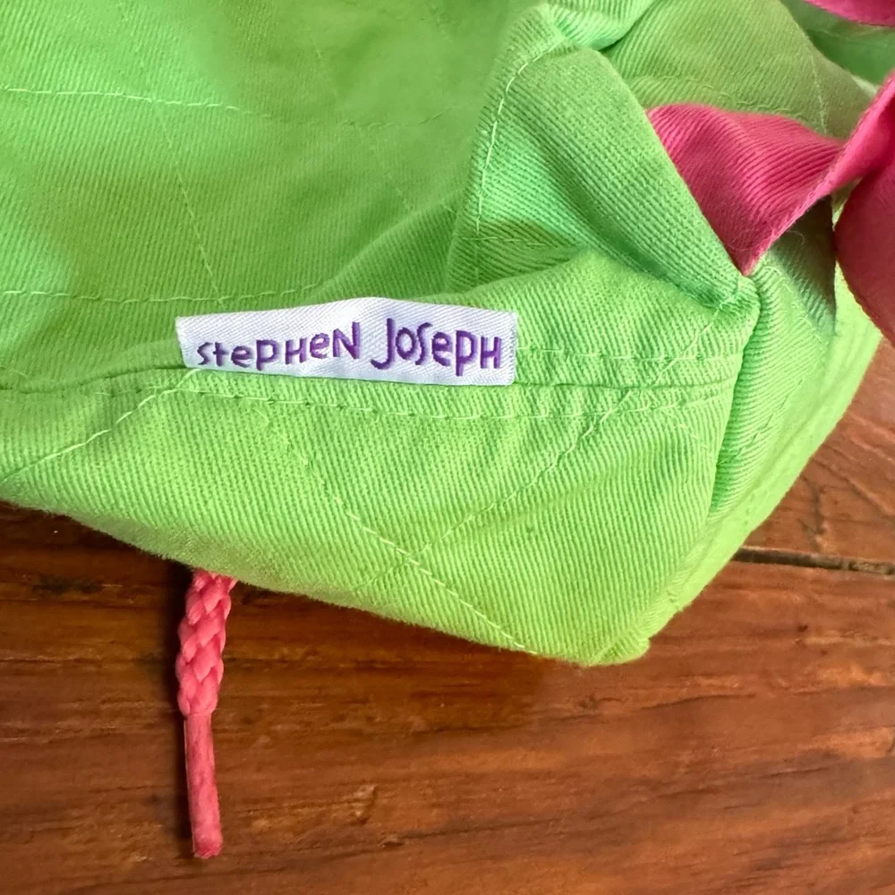 Stephen Joseph Signature Mini Backpack Drawstring Pink & Green Flowers Caraline